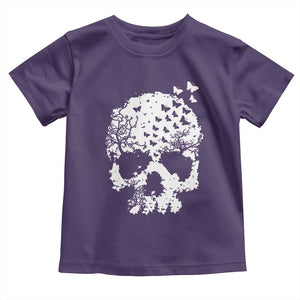 Dark Gothic Graphic Skull Floral Butterfly Toddler T Shirt TS12 Purple Print Your Wear