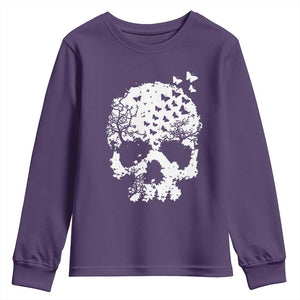 Dark Gothic Graphic Skull Floral Butterfly Youth Sweatshirt TS12 Purple Print Your Wear