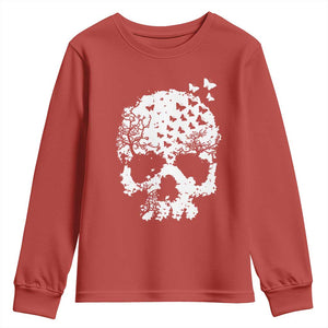 Dark Gothic Graphic Skull Floral Butterfly Youth Sweatshirt TS12 Red Print Your Wear