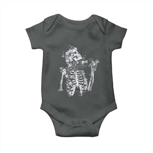 Gothic Grunge Floral Skeleton Baby Onesie Dark Alternative Aesthetic For Women TS12 Dark Heather Print Your Wear