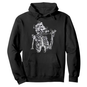 Gothic Grunge Floral Skeleton Hoodie Dark Alternative Aesthetic For Women TS12 Black Print Your Wear