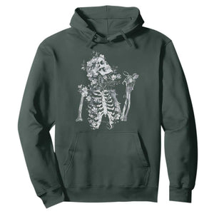 Gothic Grunge Floral Skeleton Hoodie Dark Alternative Aesthetic For Women TS12 Dark Forest Green Print Your Wear