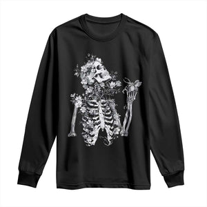 Gothic Grunge Floral Skeleton Long Sleeve Shirt Dark Alternative Aesthetic For Women TS12 Black Print Your Wear