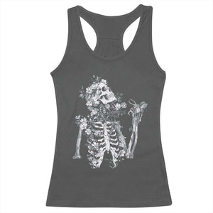 Gothic Grunge Floral Skeleton Racerback Tank Top Dark Alternative Aesthetic For Women TS12 Dark Heather Print Your Wear