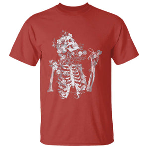 Gothic Grunge Floral Skeleton T Shirt Dark Alternative Aesthetic For Women TS12 Red Print Your Wear
