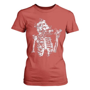 Gothic Grunge Floral Skeleton T Shirt For Women Dark Alternative Aesthetic For Women TS12 Red Print Your Wear