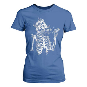 Gothic Grunge Floral Skeleton T Shirt For Women Dark Alternative Aesthetic For Women TS12 Royal Blue Print Your Wear