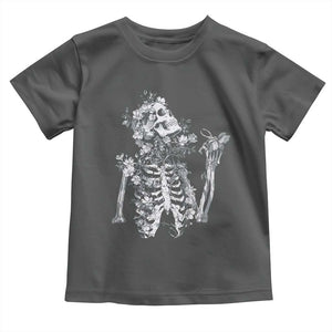 Gothic Grunge Floral Skeleton Toddler T Shirt Dark Alternative Aesthetic For Women TS12 Dark Heather Print Your Wear