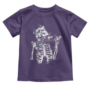 Gothic Grunge Floral Skeleton Toddler T Shirt Dark Alternative Aesthetic For Women TS12 Purple Print Your Wear