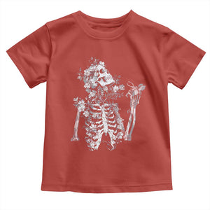 Gothic Grunge Floral Skeleton Toddler T Shirt Dark Alternative Aesthetic For Women TS12 Red Print Your Wear