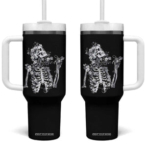 Gothic Grunge Floral Skeleton Tumbler With Handle Dark Alternative Aesthetic For Women TS12 One Size: 40 oz Black Print Your Wear