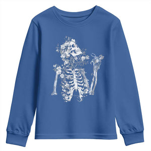 Gothic Grunge Floral Skeleton Youth Sweatshirt Dark Alternative Aesthetic For Women TS12 Royal Blue Print Your Wear