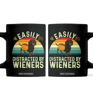 Easily Distracted By Wieners Coffee Mug Funny Dachshund Dog In A Hot Dog Costume TS12 Black Print Your Wear