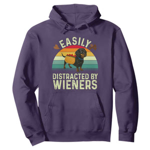 Easily Distracted By Wieners Hoodie Funny Dachshund Dog In A Hot Dog Costume TS12 Purple Print Your Wear