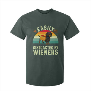 Easily Distracted By Wieners T Shirt For Kid Funny Dachshund Dog In A Hot Dog Costume TS12 Dark Forest Green Print Your Wear