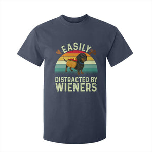 Easily Distracted By Wieners T Shirt For Kid Funny Dachshund Dog In A Hot Dog Costume TS12 Navy Print Your Wear
