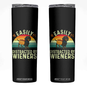 Easily Distracted By Wieners Skinny Tumbler Funny Dachshund Dog In A Hot Dog Costume TS12 Black Print Your Wear