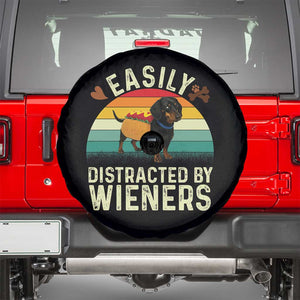 Easily Distracted By Wieners Spare Tire Cover Funny Dachshund Dog In A Hot Dog Costume TS12 Black Print Your Wear