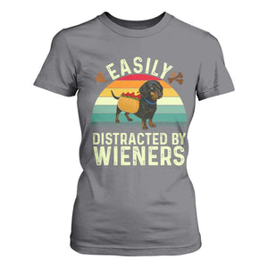 Easily Distracted By Wieners T Shirt For Women Funny Dachshund Dog In A Hot Dog Costume TS12 Charcoal Print Your Wear