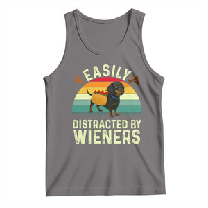 Easily Distracted By Wieners Tank Top Funny Dachshund Dog In A Hot Dog Costume TS12 Deep Heather Print Your Wear