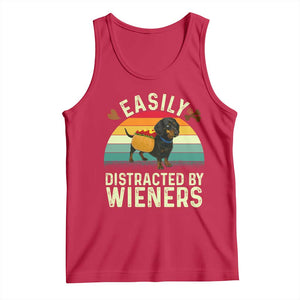 Easily Distracted By Wieners Tank Top Funny Dachshund Dog In A Hot Dog Costume TS12 Red Print Your Wear