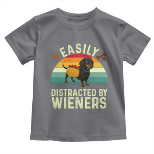Easily Distracted By Wieners Toddler T Shirt Funny Dachshund Dog In A Hot Dog Costume TS12 Charcoal Print Your Wear