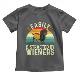 Easily Distracted By Wieners Toddler T Shirt Funny Dachshund Dog In A Hot Dog Costume TS12 Dark Heather Print Your Wear
