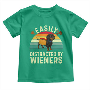 Easily Distracted By Wieners Toddler T Shirt Funny Dachshund Dog In A Hot Dog Costume TS12 Irish Green Print Your Wear
