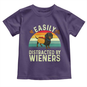 Easily Distracted By Wieners Toddler T Shirt Funny Dachshund Dog In A Hot Dog Costume TS12 Purple Print Your Wear