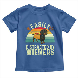 Easily Distracted By Wieners Toddler T Shirt Funny Dachshund Dog In A Hot Dog Costume TS12 Royal Blue Print Your Wear