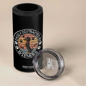Easily Distracted By Wieners 4 in 1 Can Cooler Tumbler Dachshund Dog Lover Retro Sunset TS12 Print Your Wear