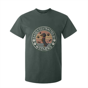 Easily Distracted By Wieners T Shirt For Kid Dachshund Dog Lover Retro Sunset TS12 Dark Forest Green Print Your Wear