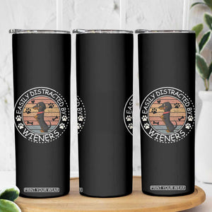 Easily Distracted By Wieners Skinny Tumbler Dachshund Dog Lover Retro Sunset TS12 Print Your Wear