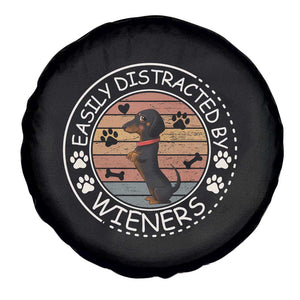 Easily Distracted By Wieners Spare Tire Cover Dachshund Dog Lover Retro Sunset TS12 Print Your Wear