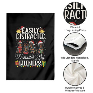 Christmas Dachshund Garden Flag Funny Easily Distracted By Wieners TS12 Print Your Wear