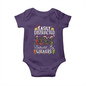 Christmas Dachshund Baby Onesie Funny Easily Distracted By Wieners TS12 Purple Print Your Wear