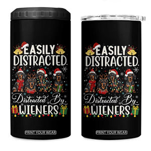 Christmas Dachshund 4 in 1 Can Cooler Tumbler Funny Easily Distracted By Wieners TS12 One Size: 16 oz Black Print Your Wear