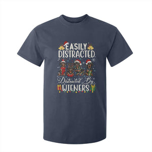 Christmas Dachshund T Shirt For Kid Funny Easily Distracted By Wieners TS12 Navy Print Your Wear