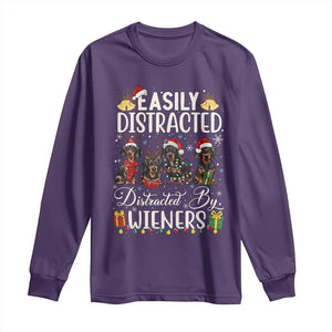 Christmas Dachshund Long Sleeve Shirt Funny Easily Distracted By Wieners TS12 Purple Print Your Wear