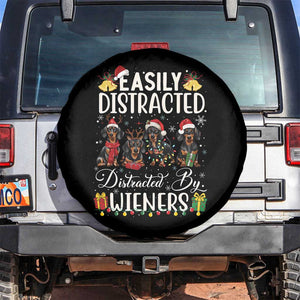 Christmas Dachshund Spare Tire Cover Funny Easily Distracted By Wieners TS12 No hole Black Print Your Wear