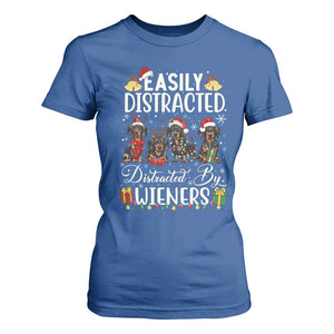 Christmas Dachshund T Shirt For Women Funny Easily Distracted By Wieners TS12 Royal Blue Print Your Wear