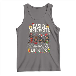 Christmas Dachshund Tank Top Funny Easily Distracted By Wieners TS12 Deep Heather Print Your Wear