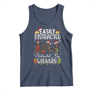 Christmas Dachshund Tank Top Funny Easily Distracted By Wieners TS12 Navy Print Your Wear