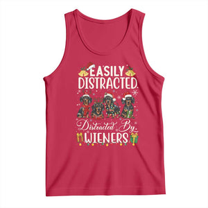 Christmas Dachshund Tank Top Funny Easily Distracted By Wieners TS12 Red Print Your Wear