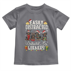 Christmas Dachshund Toddler T Shirt Funny Easily Distracted By Wieners TS12 Charcoal Print Your Wear