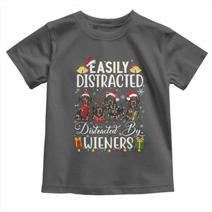 Christmas Dachshund Toddler T Shirt Funny Easily Distracted By Wieners TS12 Dark Heather Print Your Wear