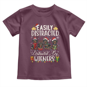 Christmas Dachshund Toddler T Shirt Funny Easily Distracted By Wieners TS12 Maroon Print Your Wear