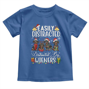 Christmas Dachshund Toddler T Shirt Funny Easily Distracted By Wieners TS12 Royal Blue Print Your Wear