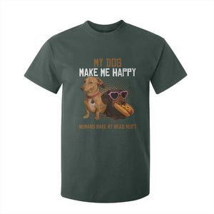 Funny Dachshund Dog Meme T Shirt For Kid My Dog Make Me Happy TS12 Dark Forest Green Print Your Wear