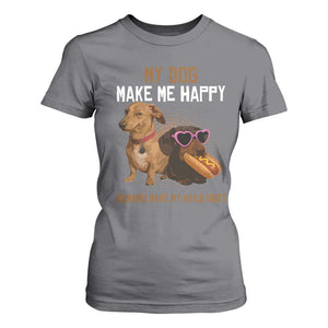 Funny Dachshund Dog Meme T Shirt For Women My Dog Make Me Happy TS12 Charcoal Print Your Wear